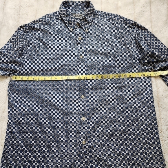 Men's Casual button-down shirt Collared Long sleeves Blue Tan Size L - Picture 8 of 11